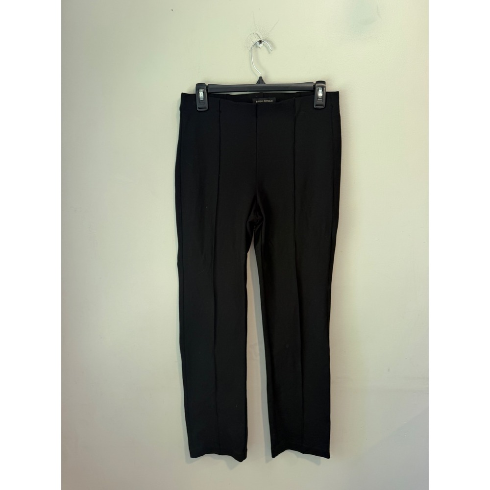 Banana Republic Womens Black Pintuck Ponte Knit Slim Leg Pull On Pants Size M